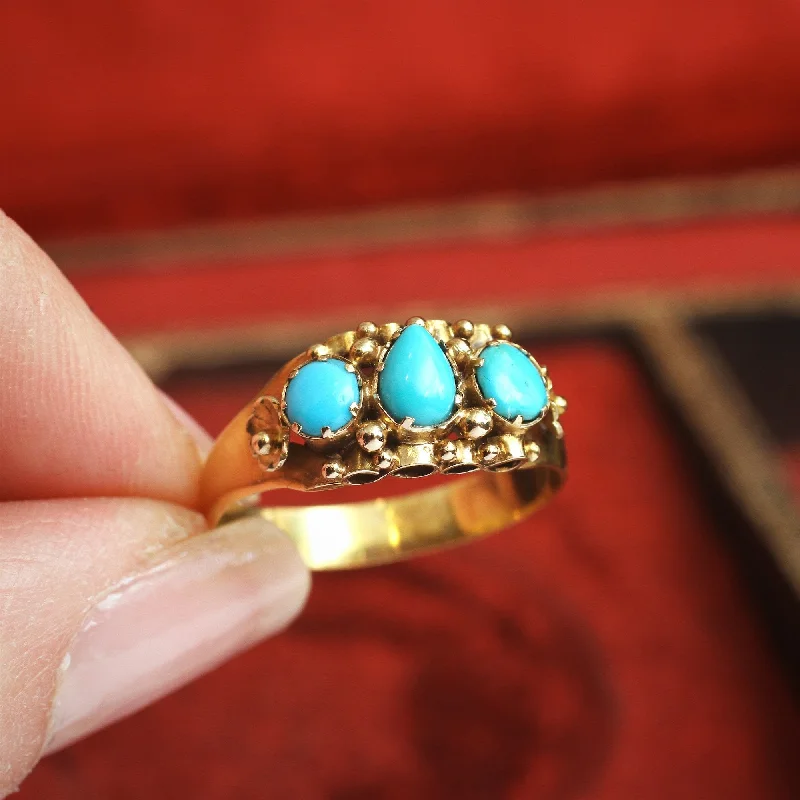 Fox motif rings-Fine Antique Mid Victorian Persian Turquoise Ring