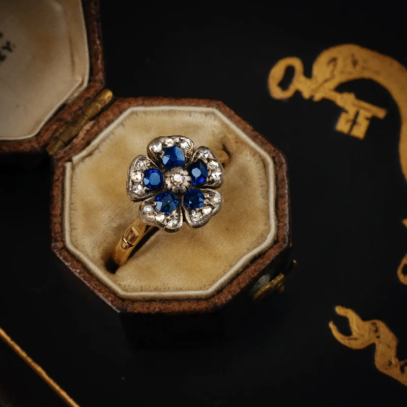 Smooth form rings-Romantique Antique Sapphire and Diamond 'Pansy' Ring