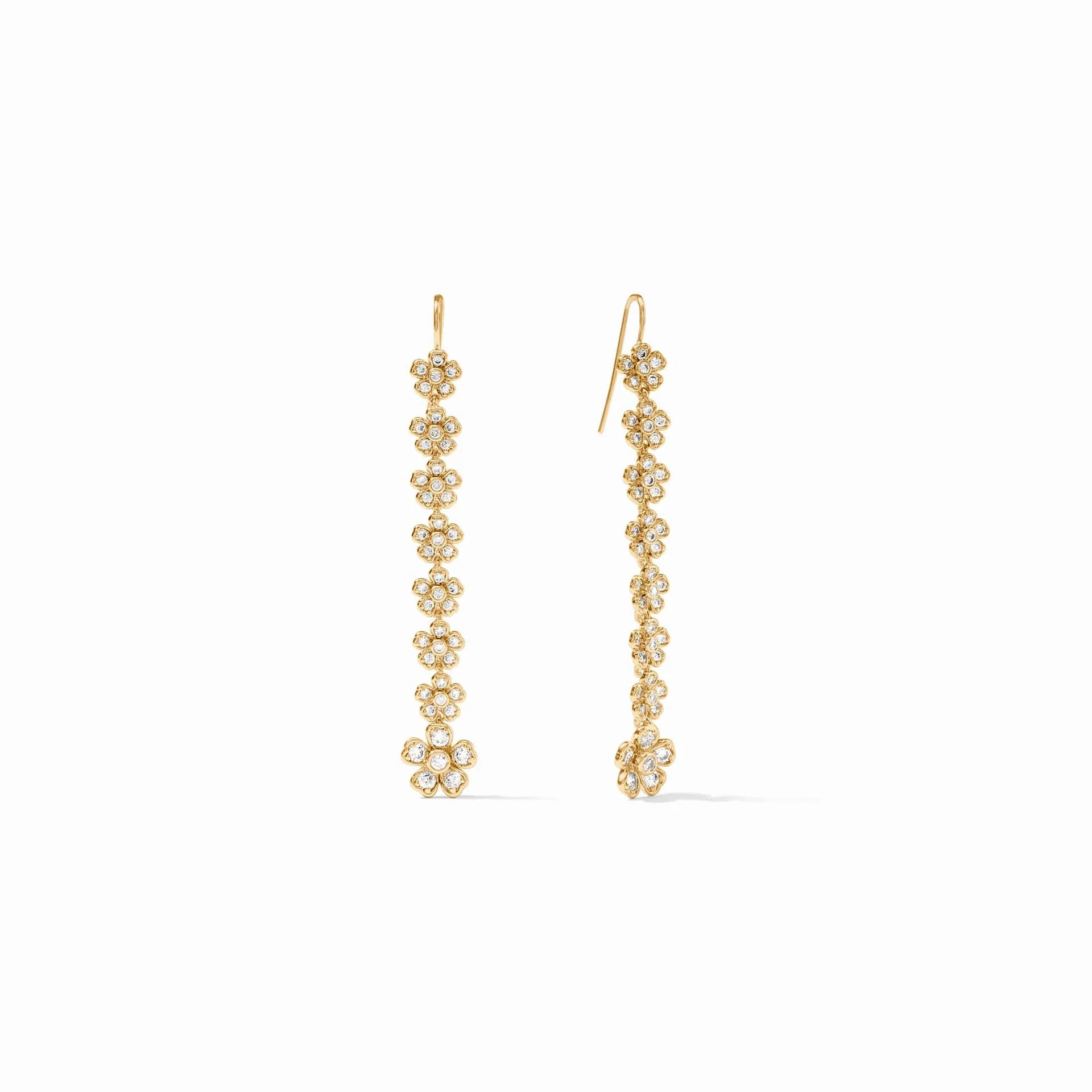 Warm wood earrings-Julie Vos Laurel Tier Earring Gold Cubic Zirconia