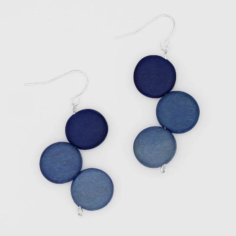 Bold cuff earrings-Blue Triple Stacked Earring