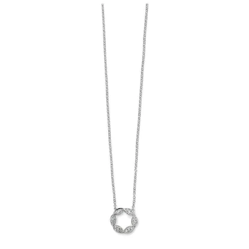 Worn gold engagement rings-9ct White Gold Pave Set Diamond Open Circle Twist Pendant