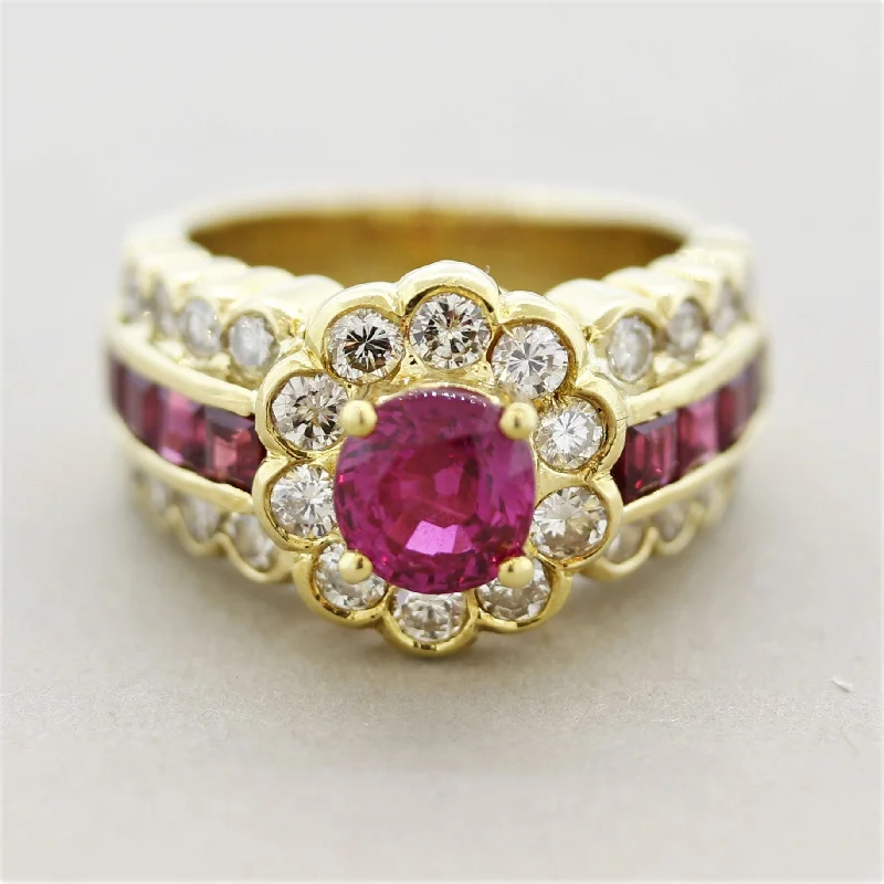 Satin band rings-Ruby Diamond Gold Ring