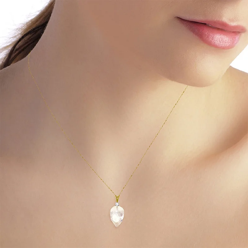 12.3 Carat 14K Solid Gold Sea Spray White Topaz Diamond Necklace