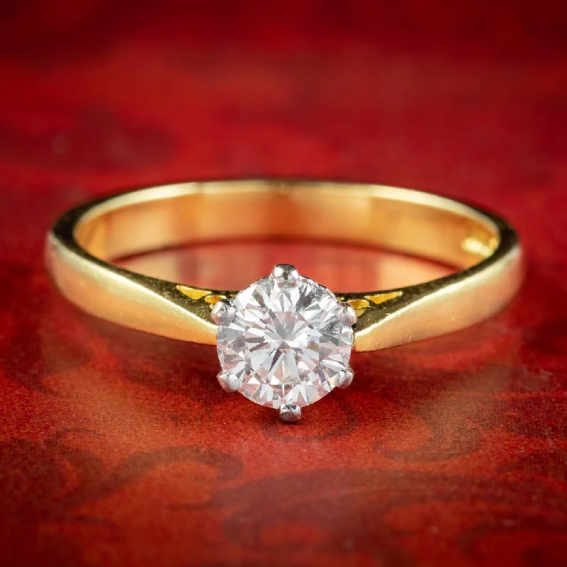 Multi-stone rings-Edwardian Style Diamond Solitaire Ring 0.75ct Diamond