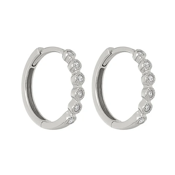 Fine bead earrings-14KT WHITE GOLD DIAMOND (1/8CTW) EARRING