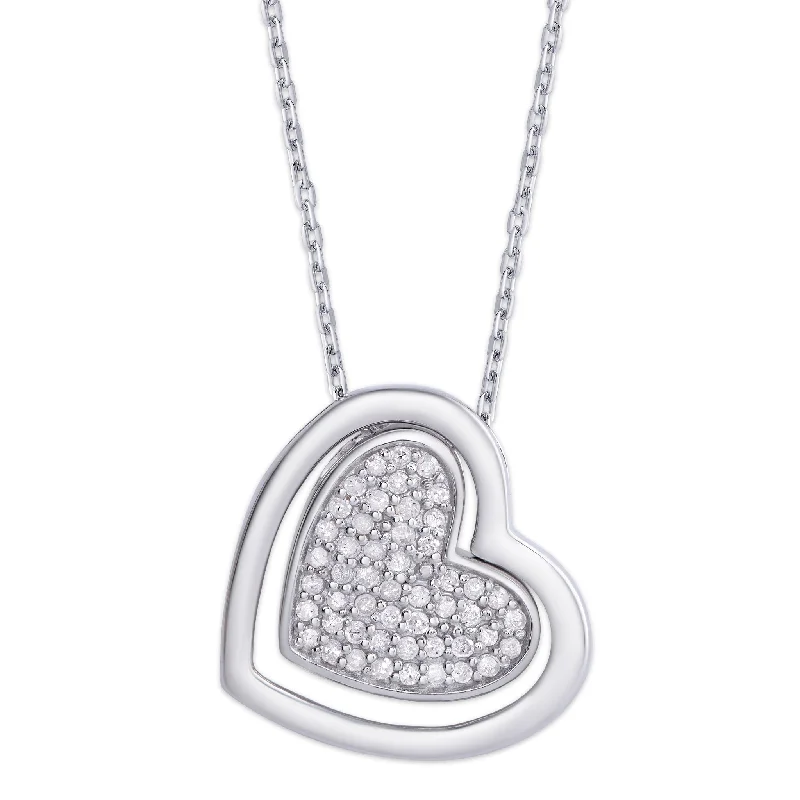 Victoria Townsend .925 Sterling Silver 1/4ct Diamond Double Heart Necklace