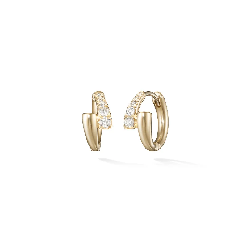 Deco style earrings-LOLA HUGGIE HOOP (Partial Diamond)