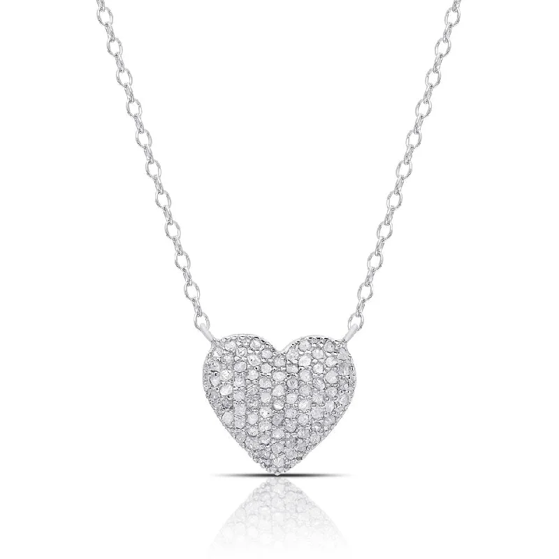 Finesque Sterling Silver 1/2ct TW Diamond Heart Necklace (I-J, I2-I3)