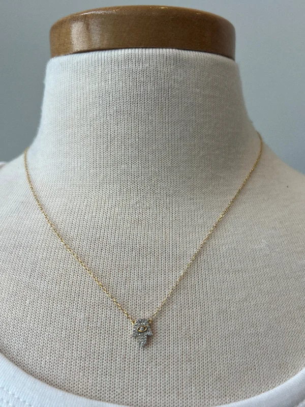 Mini Hamsa Hand Diamond Necklace