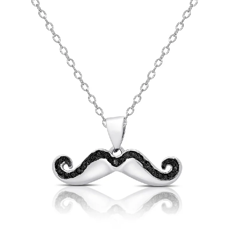 Finesque Silver Overlay Diamond Accent Mustache Necklace