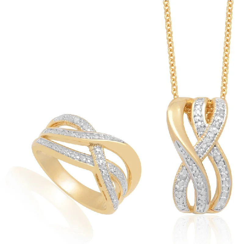 Finesque Diamond Accent Infinity Design Necklace and Ring Set