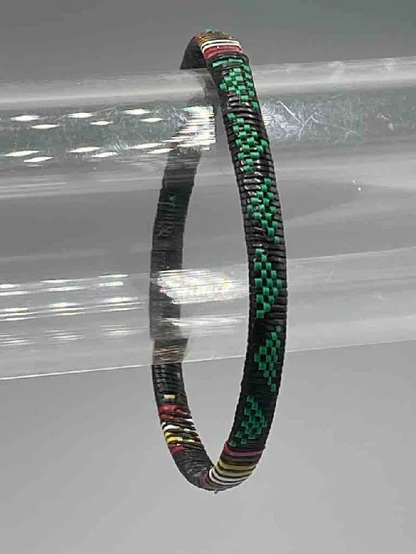 Multi-bead bangles-Narrow Finest Design Recycled Plastic Bracelet - Green