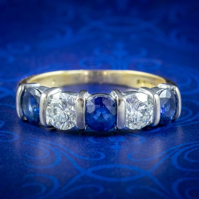 Fine dot rings-Vintage Sapphire Diamond Half Eternity Ring 0.75ct Of Sapphire