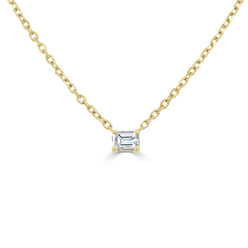 Joelle Diamond Emerald Cut Necklace 14K Gold 0.20ct