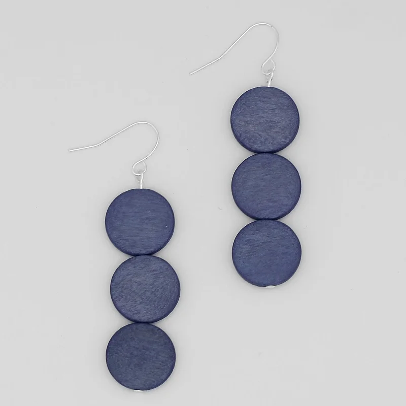 Silk cord earrings-Periwinkle Triple Bead Kira Earring