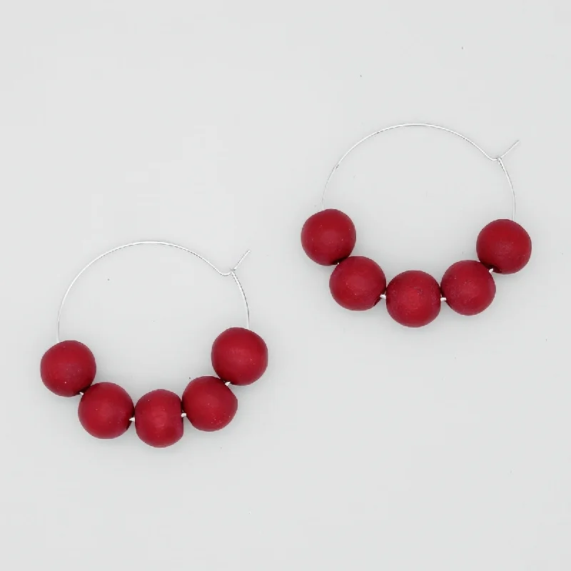 Trekker motif earrings-Raspberry Hoop Dangle Earring