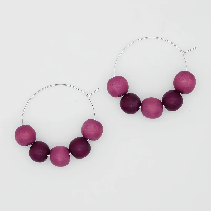 Pure gem earrings-Fuchsia Hoop Dangle Earring