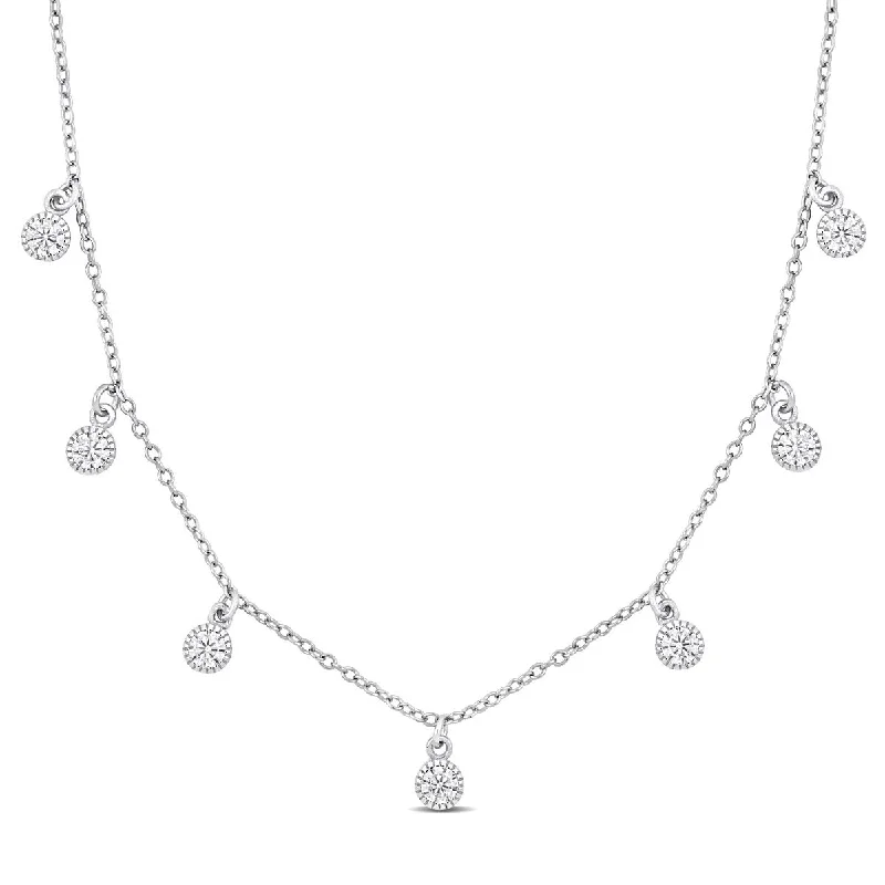 Miadora Created White Sapphire Necklace in Sterling Silver