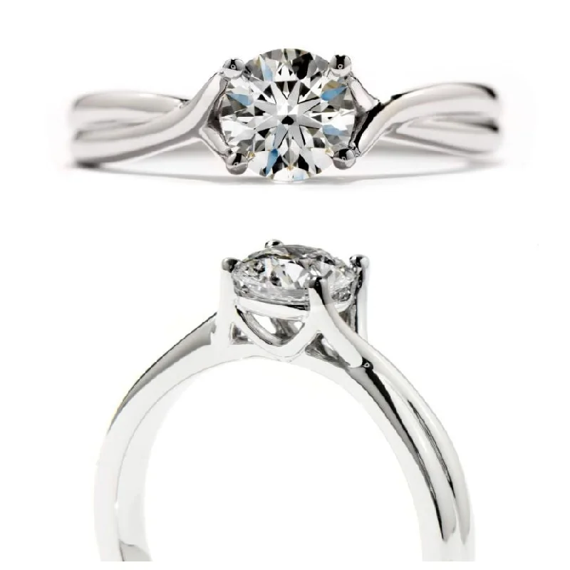 Light clay engagement rings-0.72ct Simply Bridal Twist Diamond Solitaire Platinum Ring