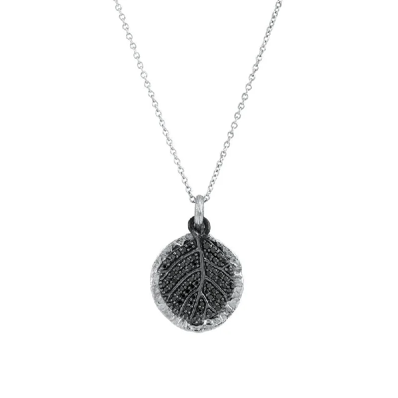 Botanical Leaf Pendant Necklace with Diamonds