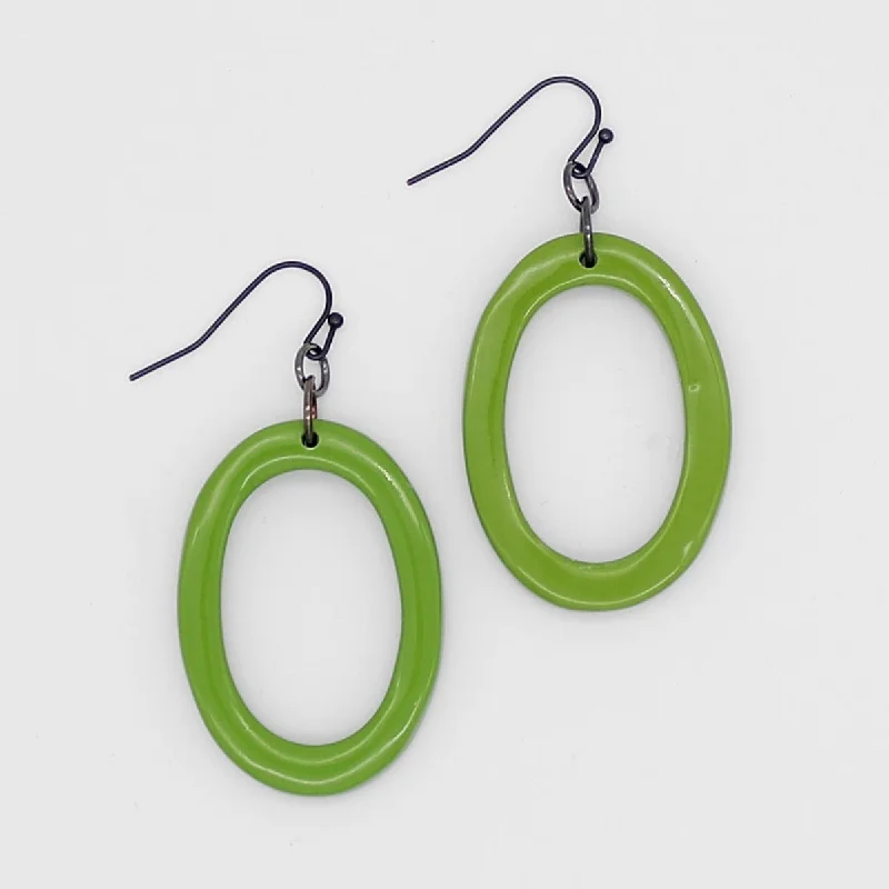 Flat badge earrings-Lime Green Resin Earrings