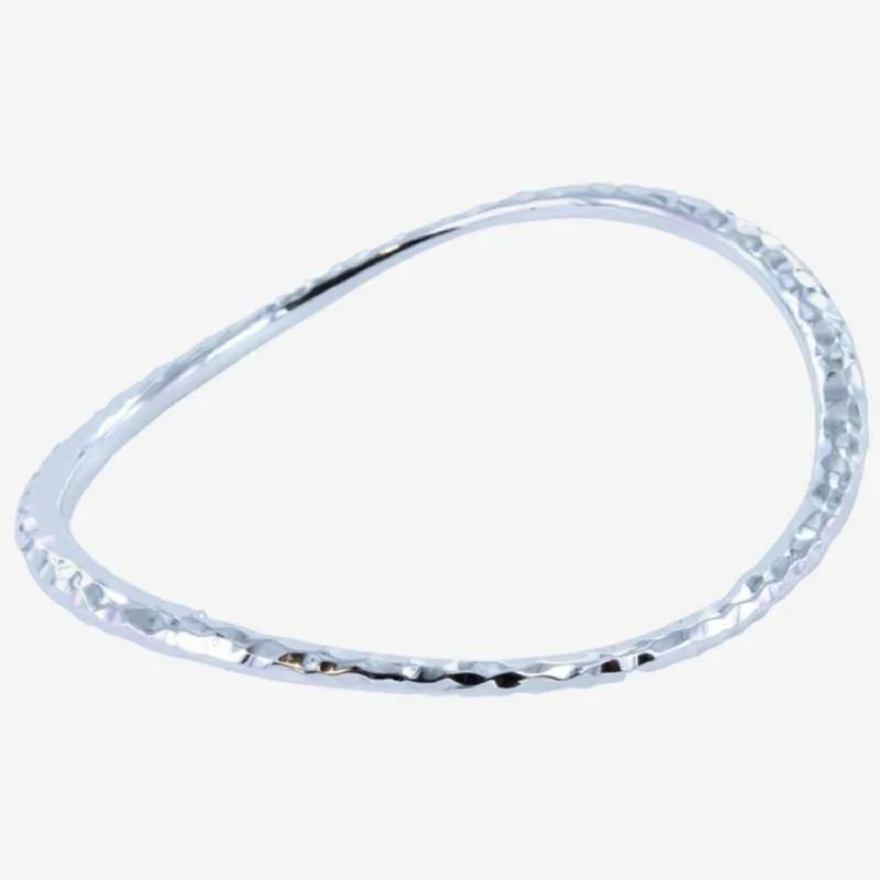 Dove feather bangles-Sterling Silver Hammered Rocking Bangle