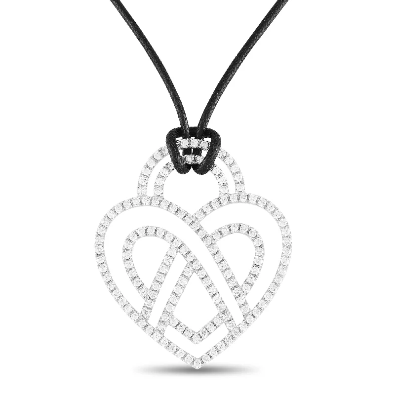 Poiray White Gold 3.75ct Diamond Heart Necklace PPC8952 Length 36 Inch