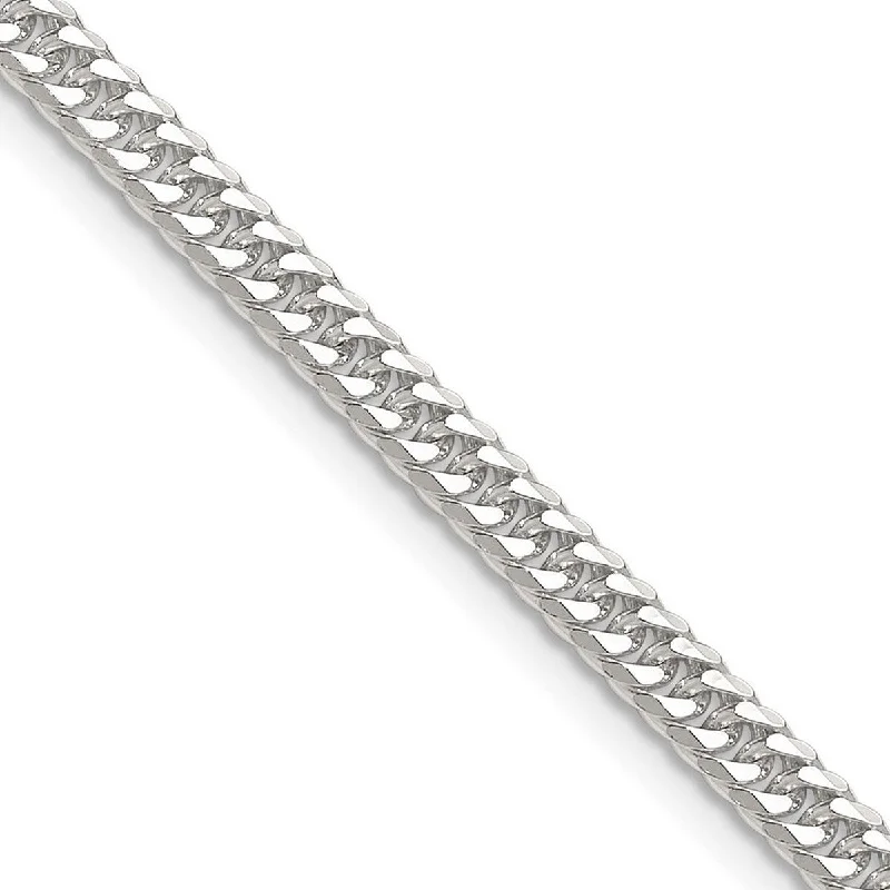 Curata 925 Sterling Silver 3.9mm Double Beveled Curb Chain Necklace