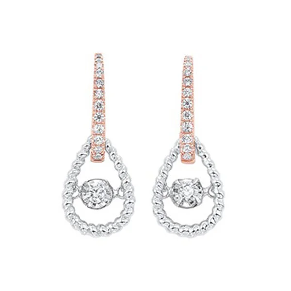 Leaf charm earrings-10KT WHITE ROSE GOLD DIAMOND (1/4CTW) EARRING