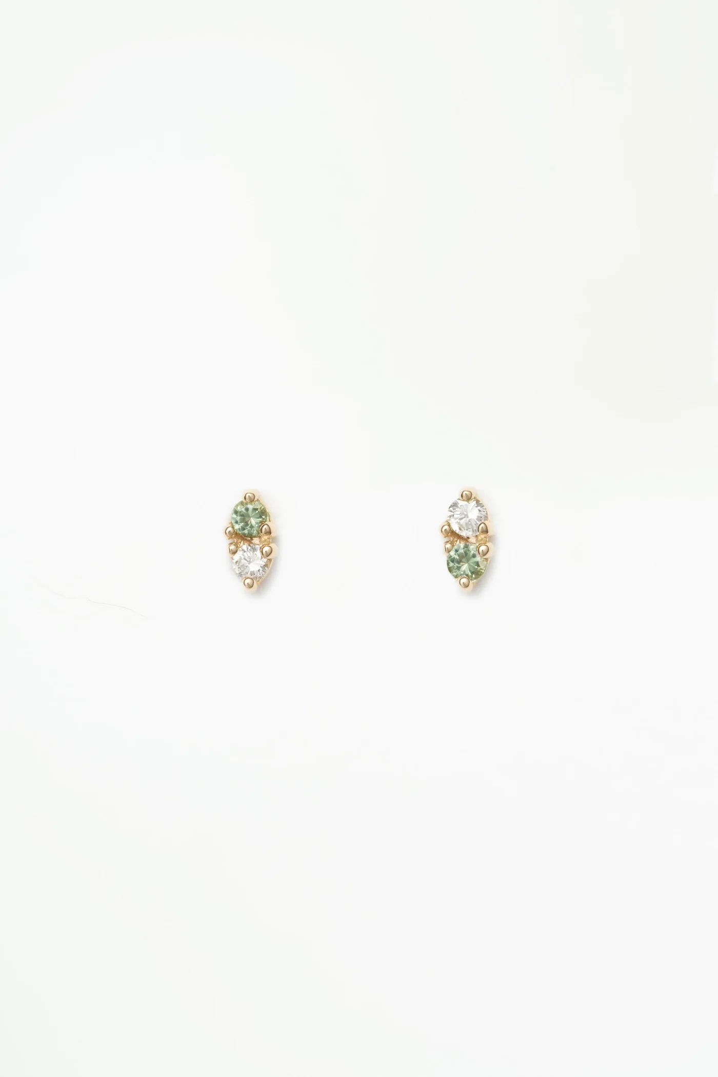 Flat badge earrings-TWO STEP TOURMALINE & DIAMOND EARRINGS