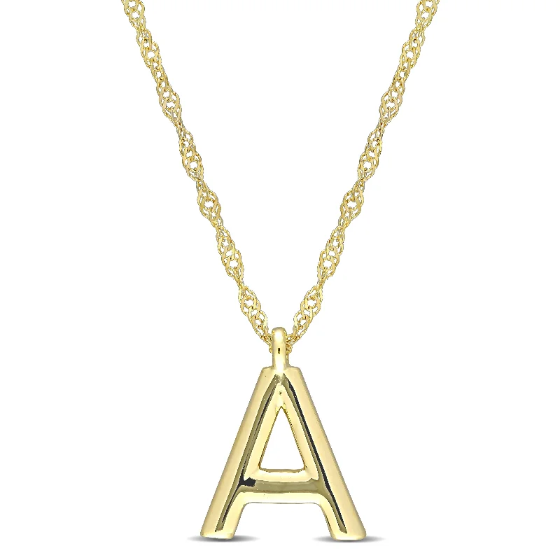 Miadora 14k Yellow Gold A Initial Necklace - 11.3 mm x 17 inch x 8.4 mm - 11.3 mm x 17 inch x 8.4 mm