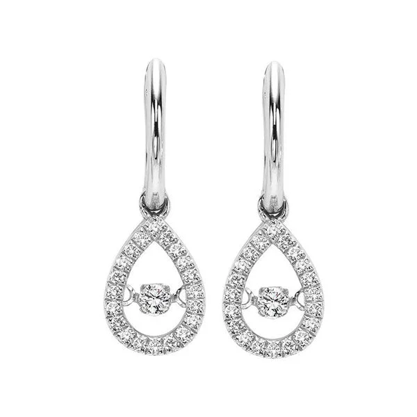 Bamboo style earrings-10KT WHITE GOLD DIAMOND (1/5CTW) EARRING