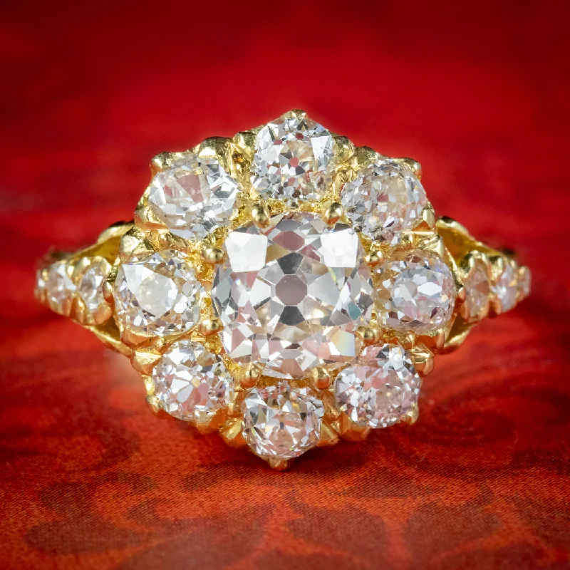 Tiny heart rings-Victorian Style Diamond Cluster Ring 3.50ct Of Diamond