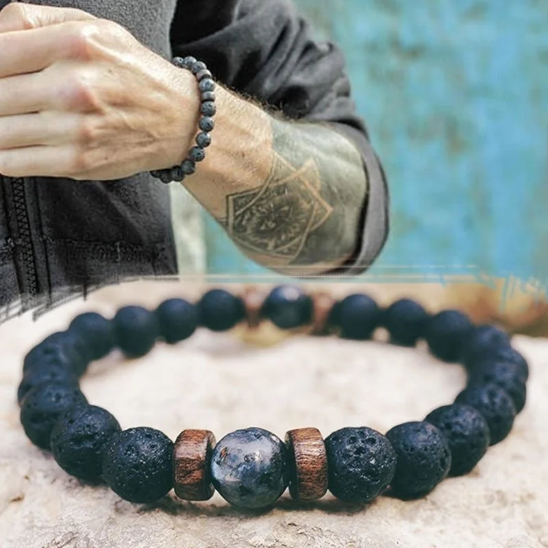 Vintage flair bangles-Men's Bracelet Natural Moonstone Bead Tibetan Buddha Bracelet chakra Lava Stone Diffuser Bracelets