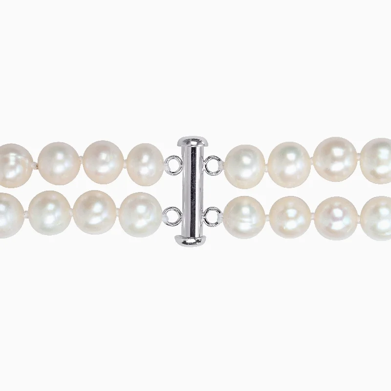 Miadora 9-10mm Cultured Freshwater Pearl 2-Strand Necklace Sterling Silver Clasp - 17 18 in