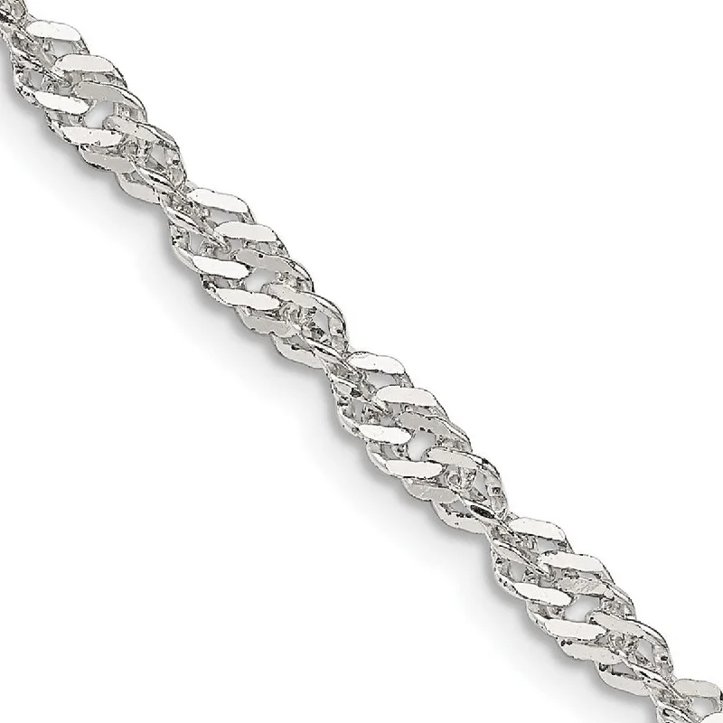 Curata 925 Sterling Silver 3.5mm Singapore Chain Necklace (Lobster)