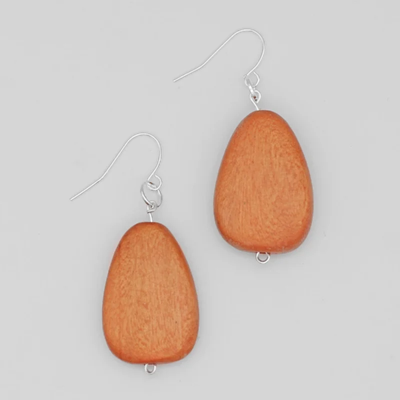 Worn bronze earrings-Peach Tear Drop Dangle Earrings