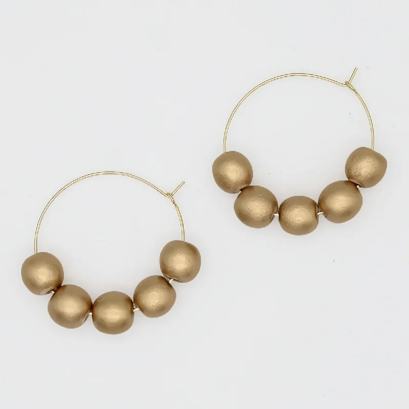 Subtle gem earrings-Gold Hoop Dangle Earring