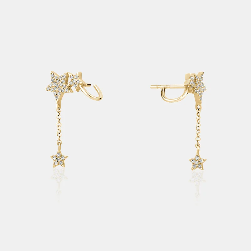 Square gem earrings-Star Dropper Earrings