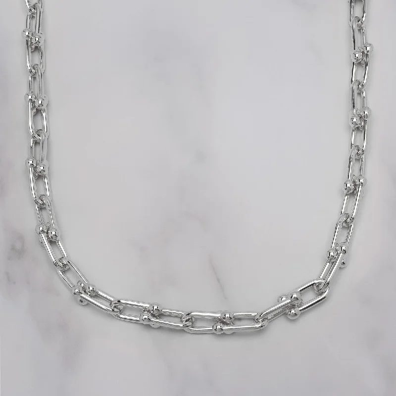 Victoria Townsend Silver Plated Thick Ball Paperclip Link Chain Necklace