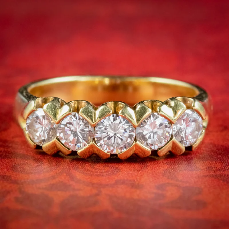 Bold druzy rings-Antique Edwardian Five Stone Diamond Ring 1.20ct Of Diamond Circa 1915