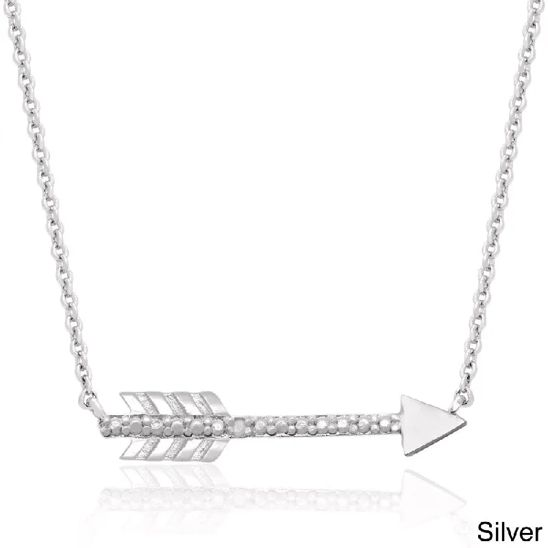 Finesque Gold or Silverplated Diamond Accent Arrow Design Necklace