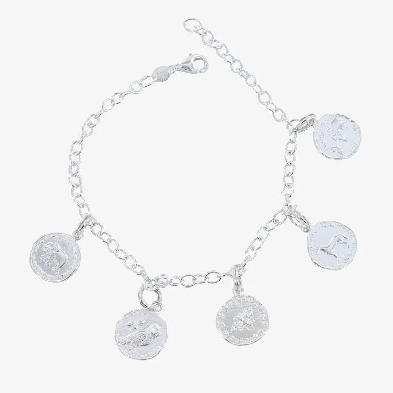 Topaz bead bangles-Coins Charm Bracelet