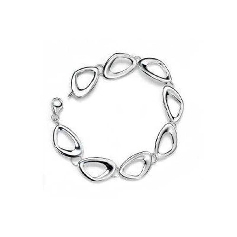 Chunky gem engagement rings-Silver Cut Out Pebble Link Bracelet