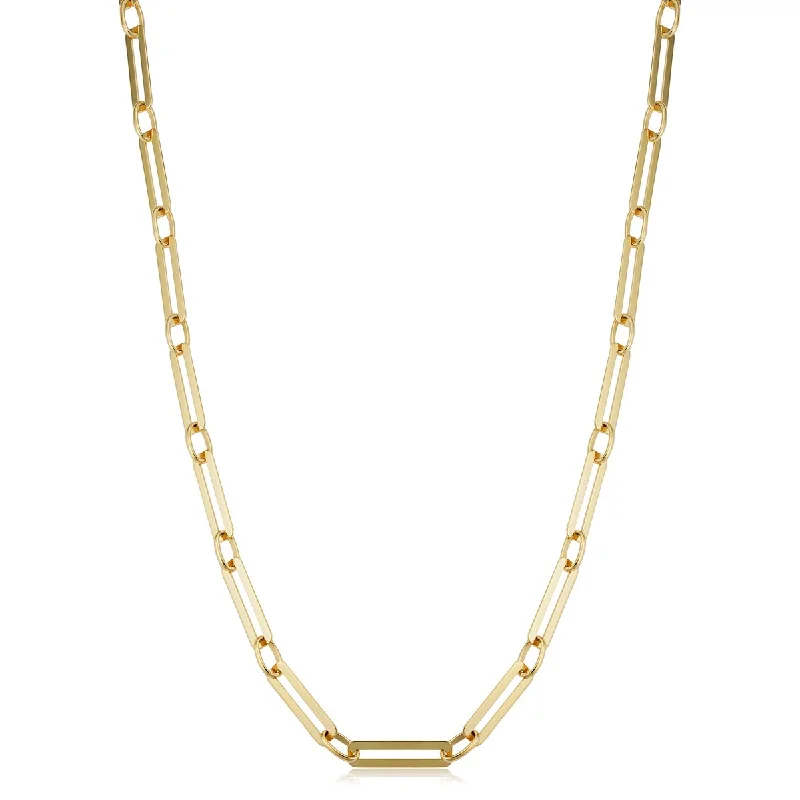 14k Yellow Gold 3.9 millimeter Polished Paperclip Chain Necklace