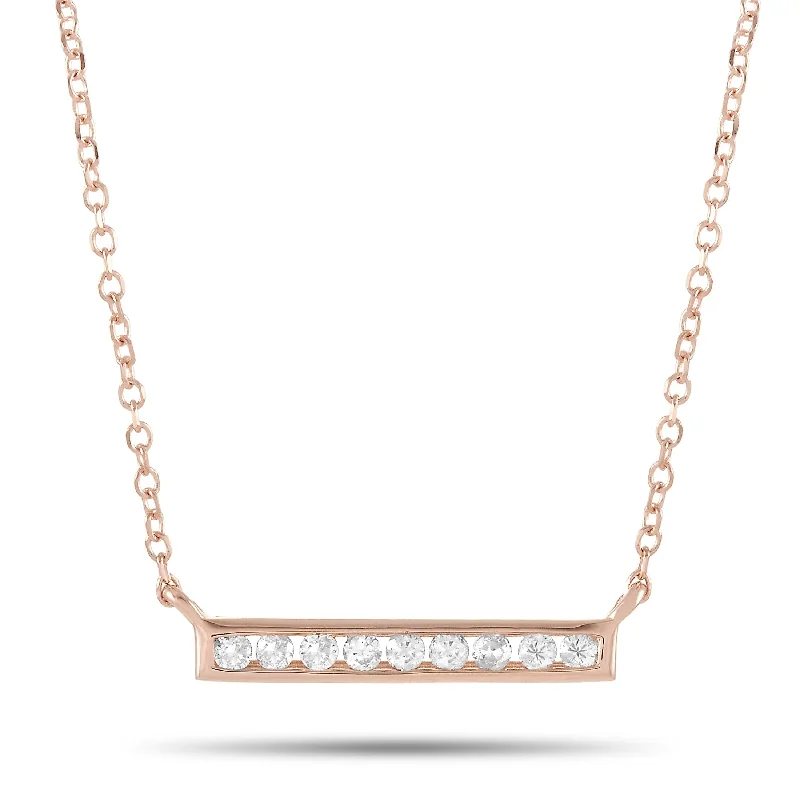 Rose Gold 0.10 ct Diamond Pendant Necklace ANK-15806R Length 15 Inch