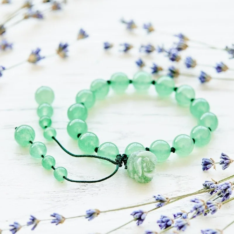 Woven cord bangles-Pure Rose Aventurine Bracelet