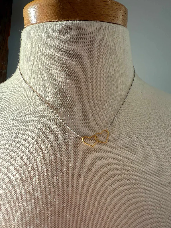 Mixed Metal Double Heart Necklace