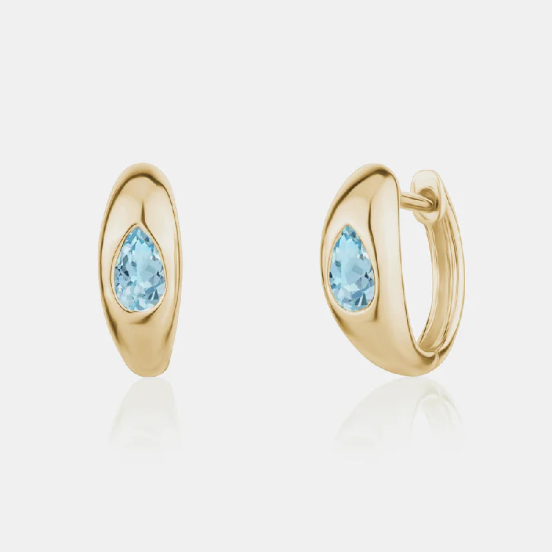 Sapphire stud earrings-Aquamarine Huggies