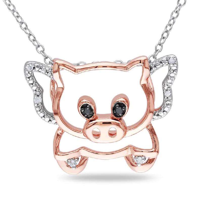 Miadora Sterling Silver Diamond Pig Necklace